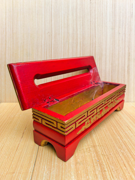 Portaincenso tibetano in legno dipinto a mano in Nepal