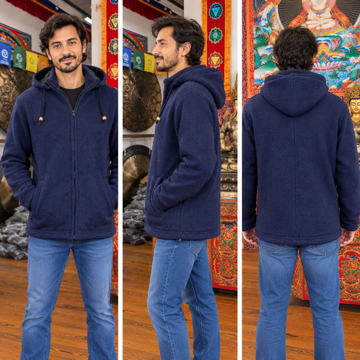 Giubbotto Uomo Blu Navy in Lana con Interno in Pile