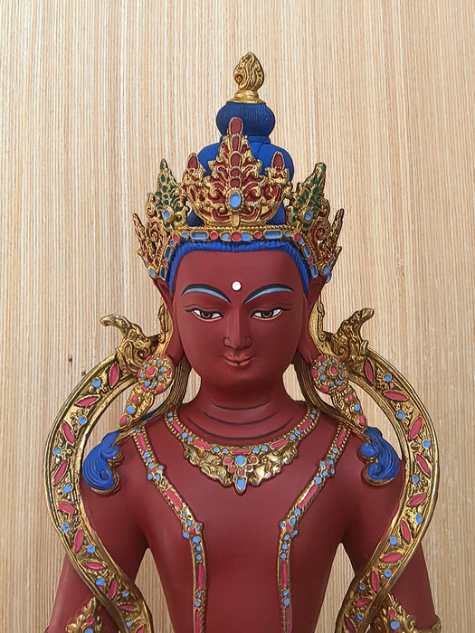 Buddha Amitayus in bronzo dipinto a mano
