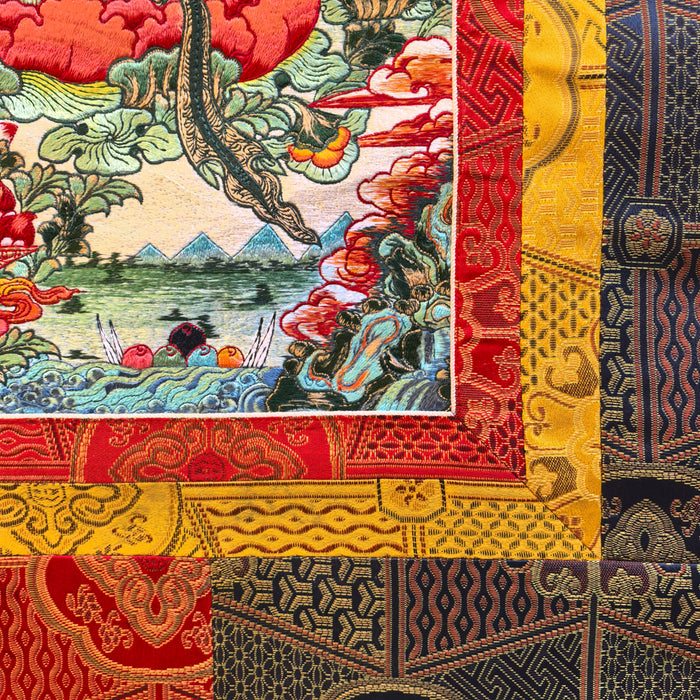 Thangka Manjushri in seta Tessuta a mano