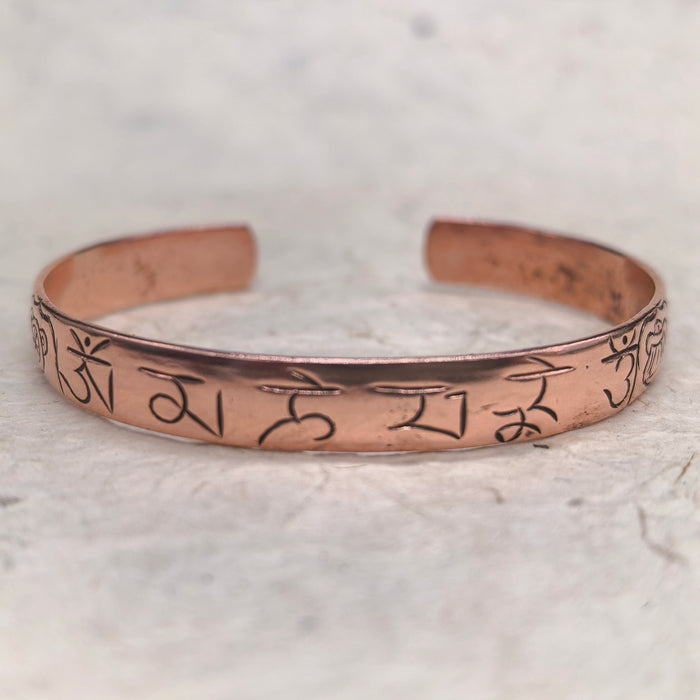 Copper Bracelet with Om Mani Padme Hum Mantra