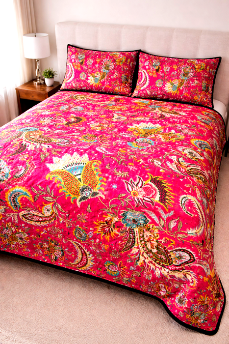 Hand-Embroidered Cotton Bedspread – Double Bed