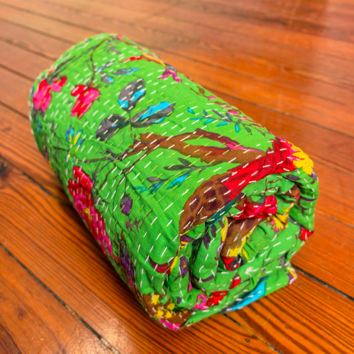 Hand-Embroidered Cotton Bedspread – Double Bed