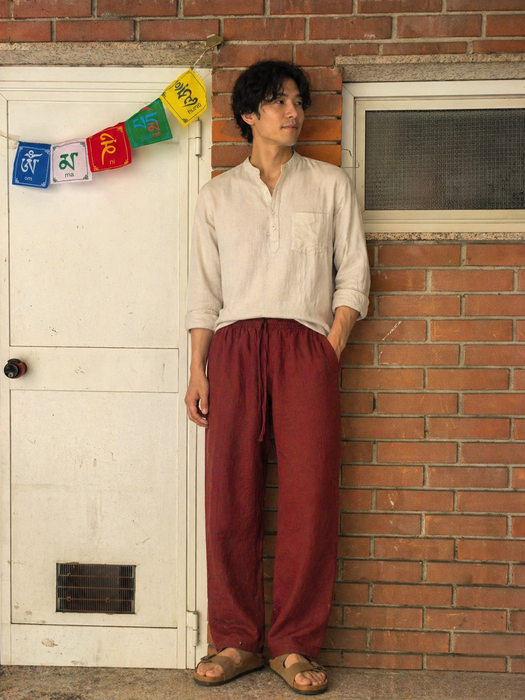 Pantalone classico in cottone bordo