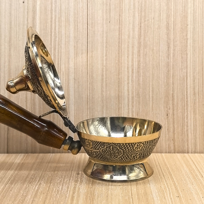 Porta Incenso in Ottone con Manico in Legno – Tibet Shop Milano