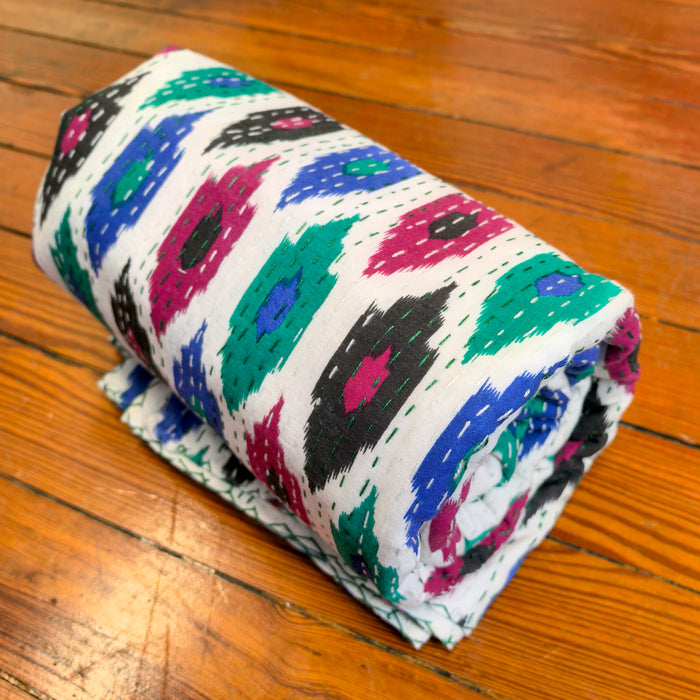 Hand-Embroidered Cotton Bedspread – Double Bed