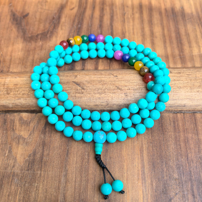 Mala in Turchese con 7 chakra
