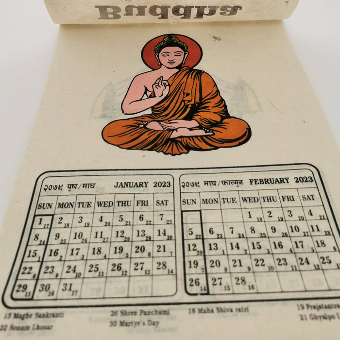 Calendario tibetano con Buddha