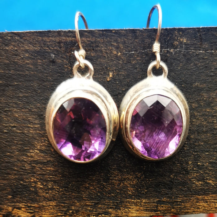 orechini tibetani con argento 925 e pietra di amitista