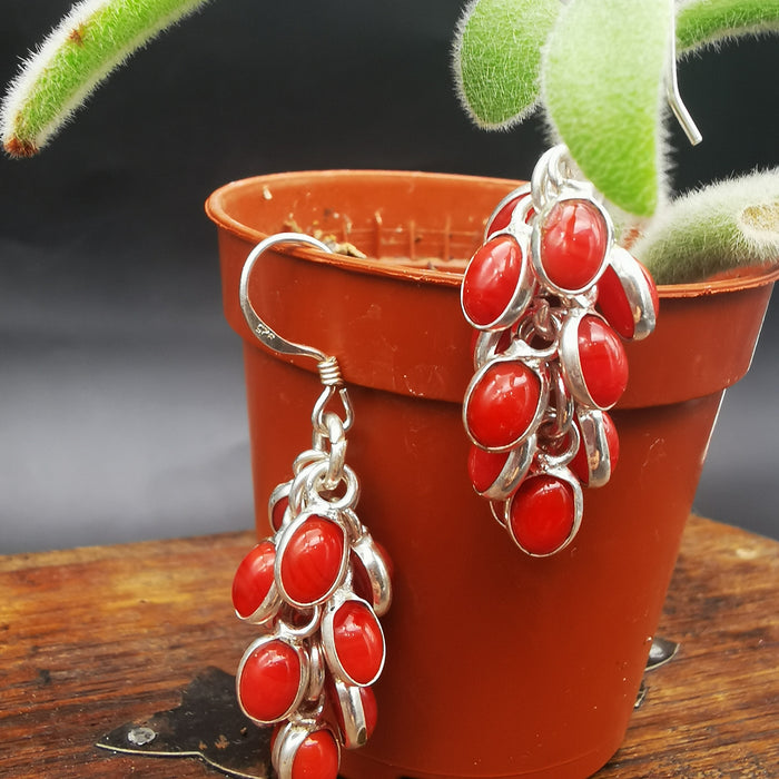 orechini tibetani cob argento 925e corallo tibetano