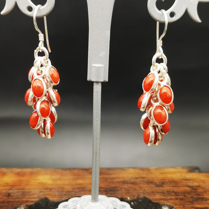 orechini tibetani cob argento 925e corallo tibetano