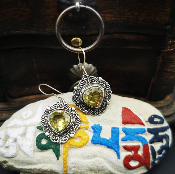 orechini tibetani con argento 925 e pietra citrino