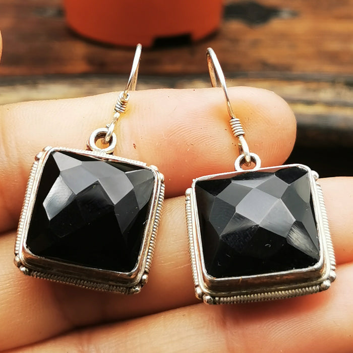 orechini tibetani con argento 925 e onice