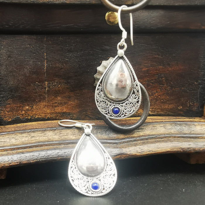 orechini tibetani con argento 925 e lapislazzuli