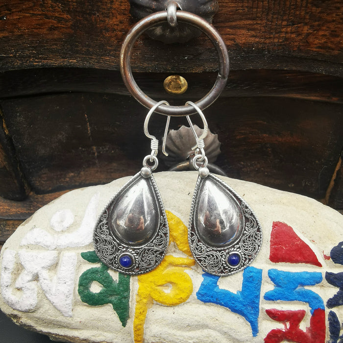 orechini tibetani con argento 925 e lapislazzuli